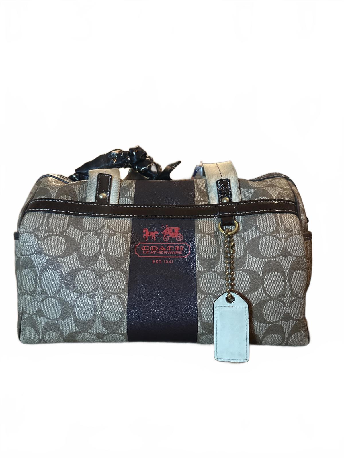 Coach Y2K Signature Stripe Barrel Satchel Canvas Leather