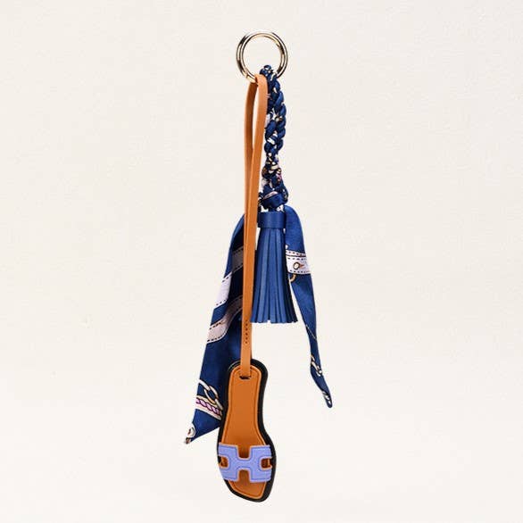 Sandals & Bow Scarf Tassel Bag Charm Keychain: Orange / M