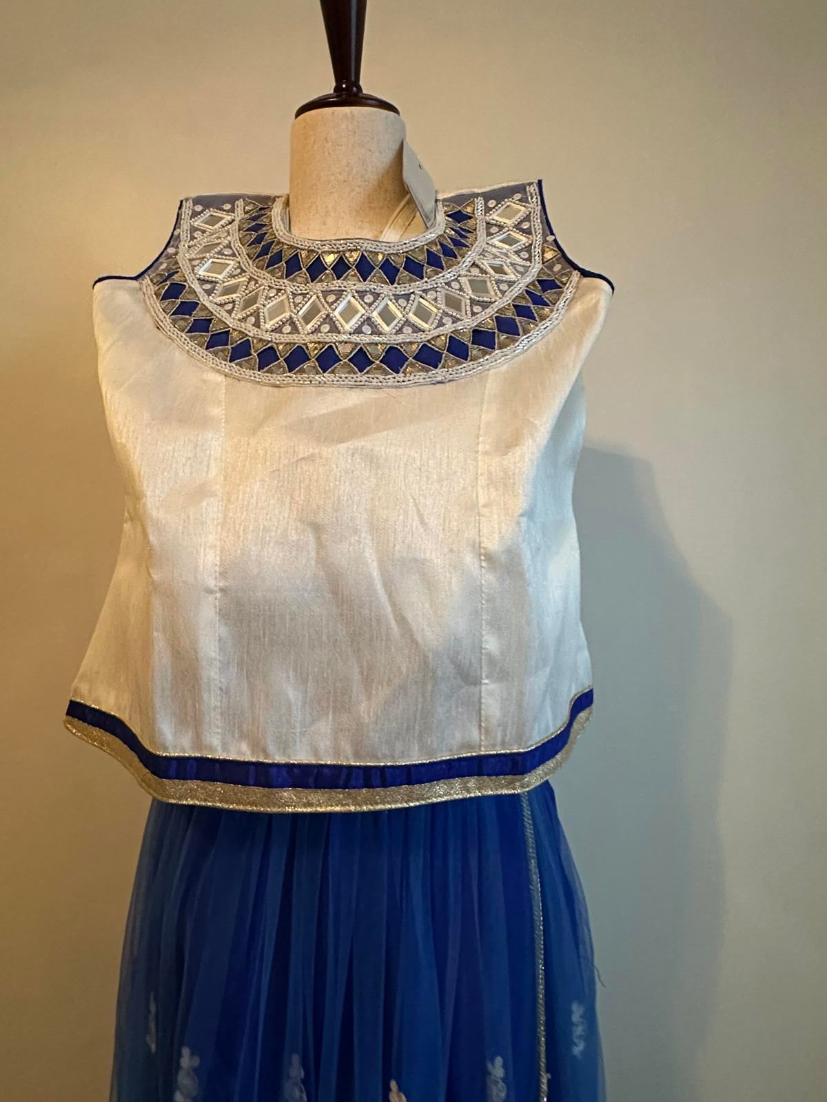 Elegant White and Blue 2-piece Gagra Girls