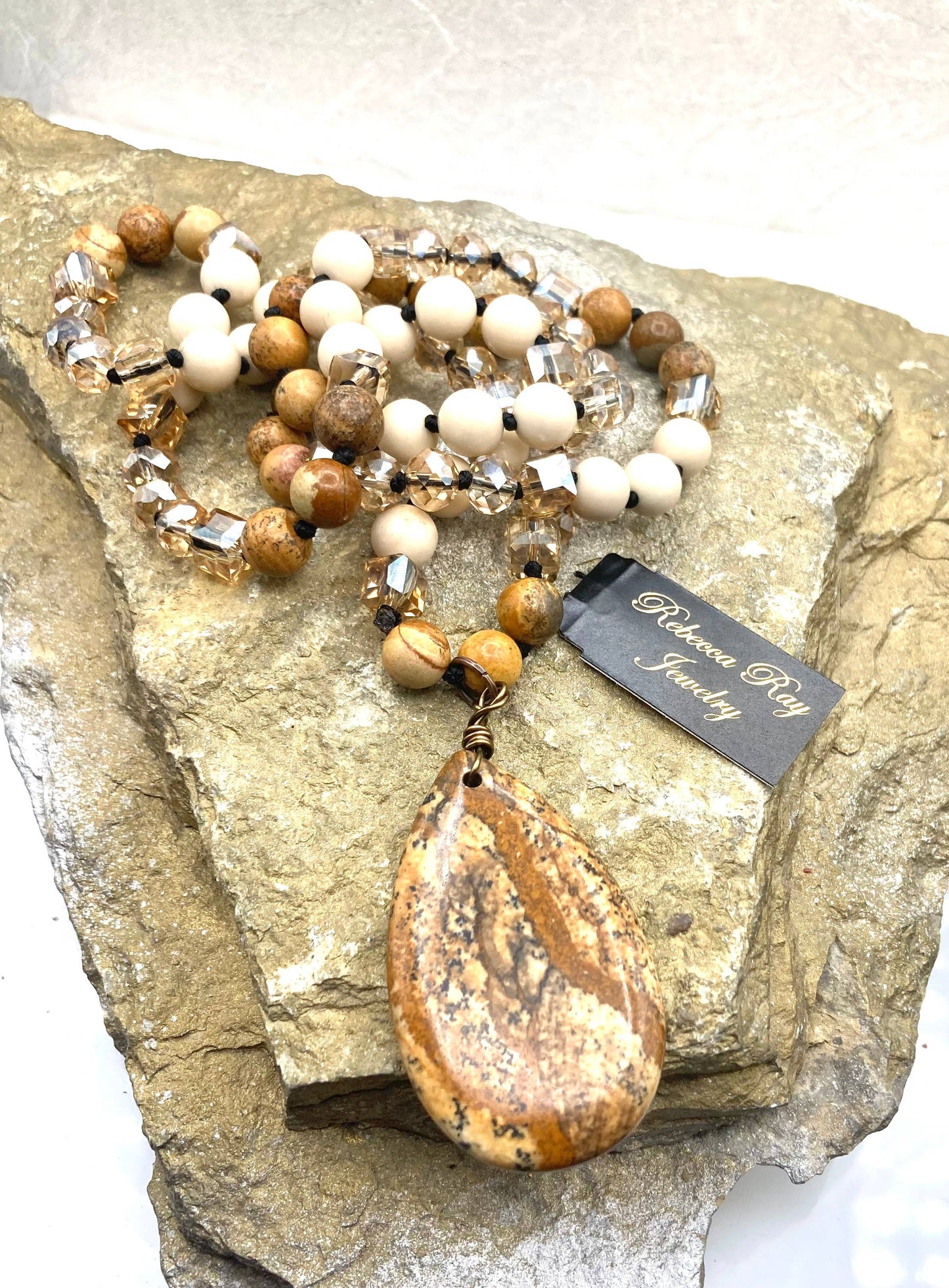 Natural Gemstone Boho Statement Necklace