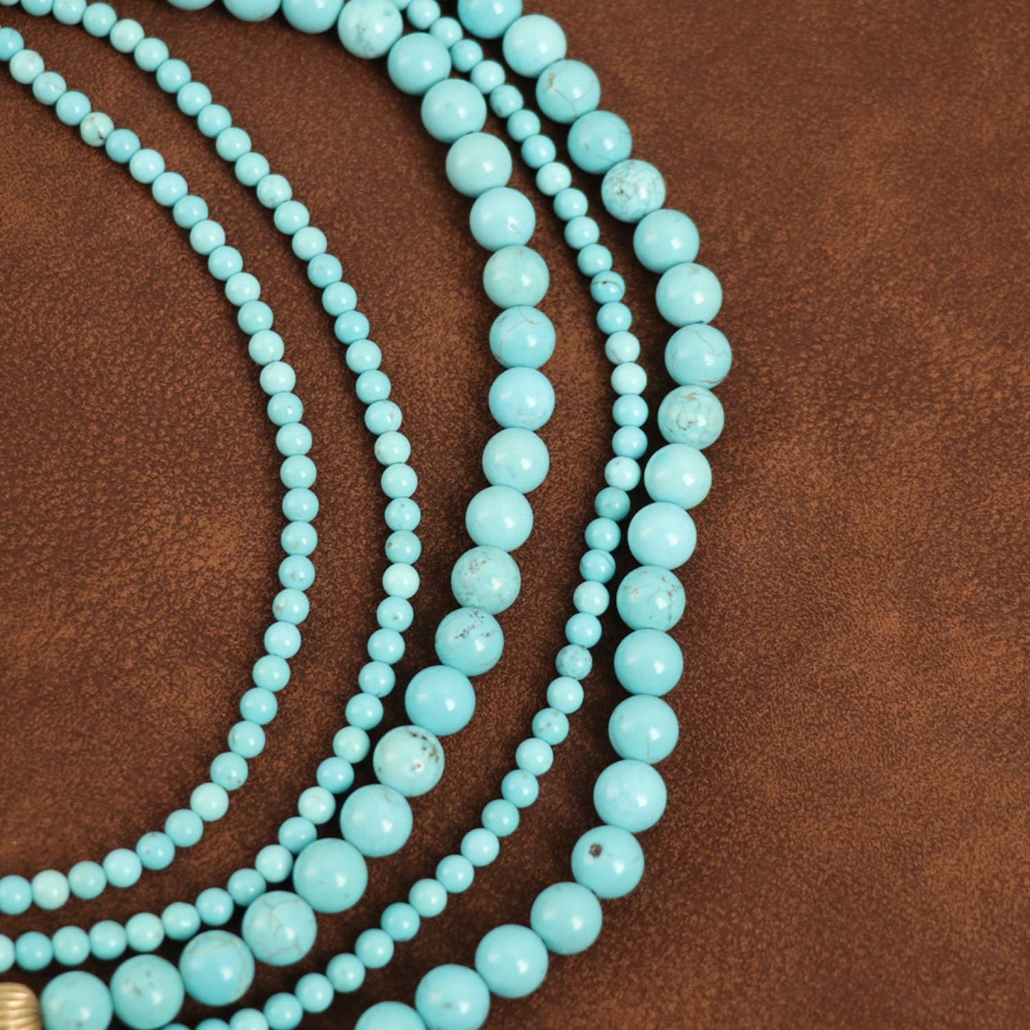 Vintage Gold-Plated Turquoise&Crystal Multi-Layer Necklace