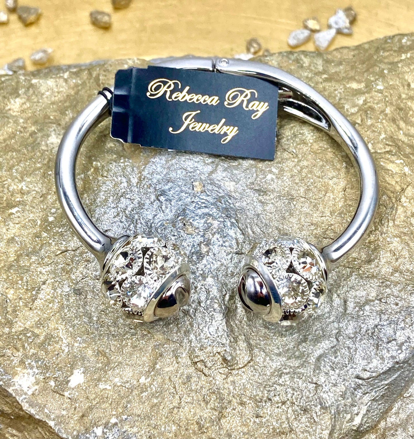 Chunky Statement Bangle Bracelet: Silver