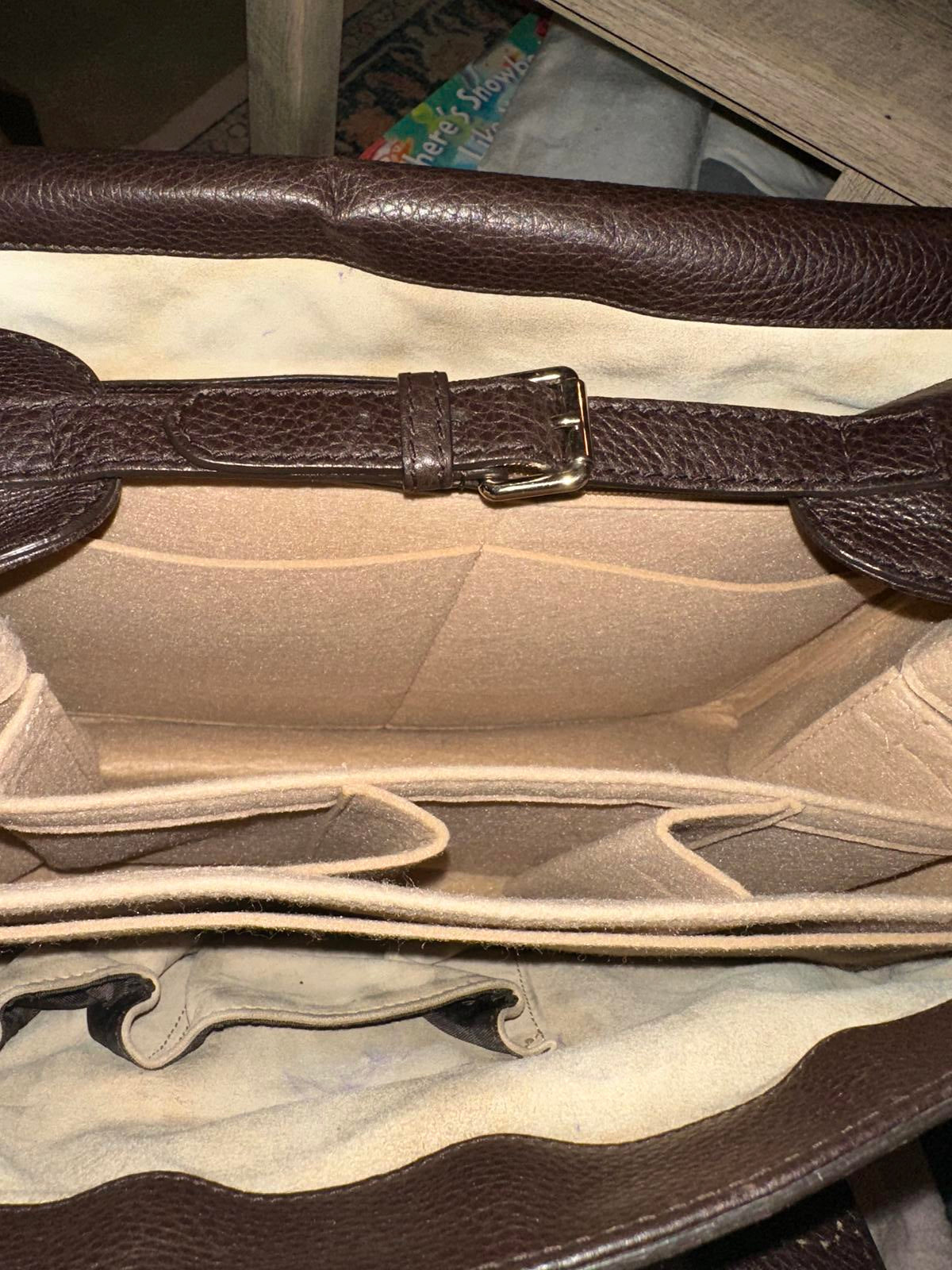 Gucci Vintage Brown Leather & Fur Accent Handbag