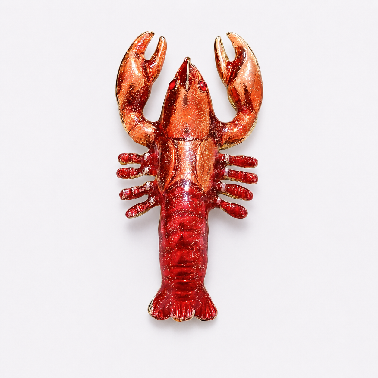 Vibrant Red Crayfish Animal Brooch Pin: A1