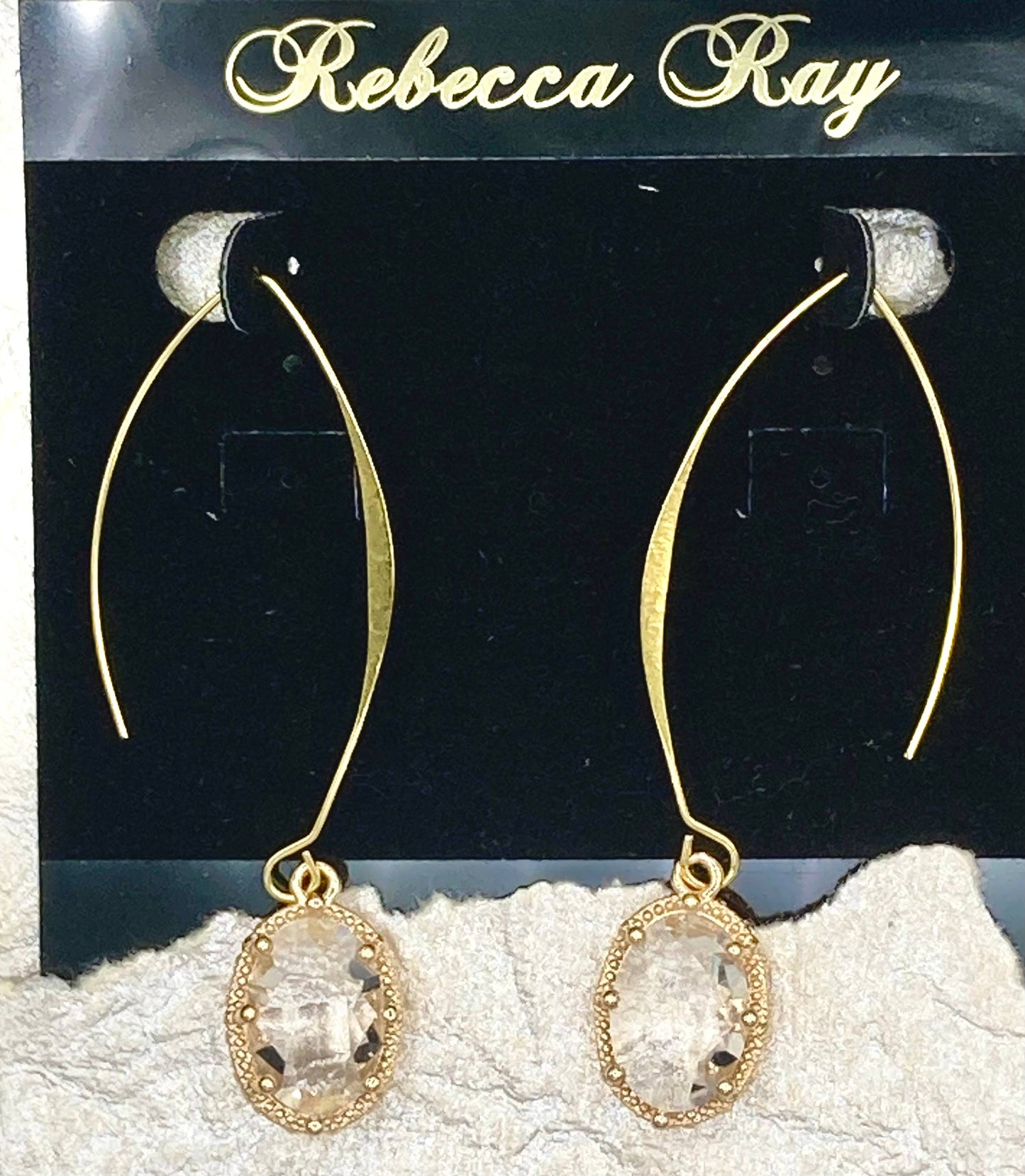 Gold Linear Earring with Crystal Drop: Burgundy
