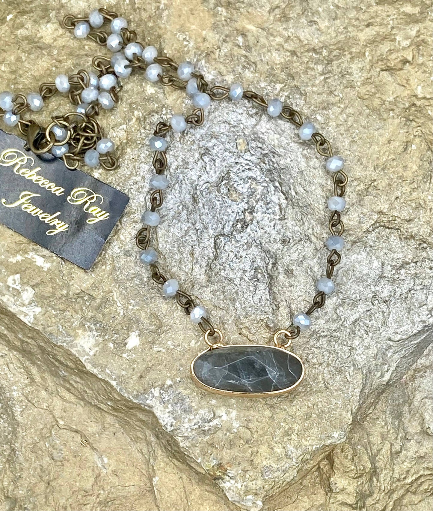 Boho Beaded Gemstone Necklace