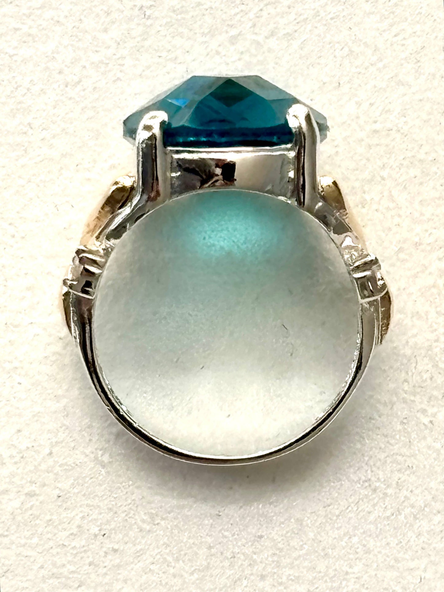 925 Sterling Silver Ring with 10K Gold Accents Blue Quartz: 7