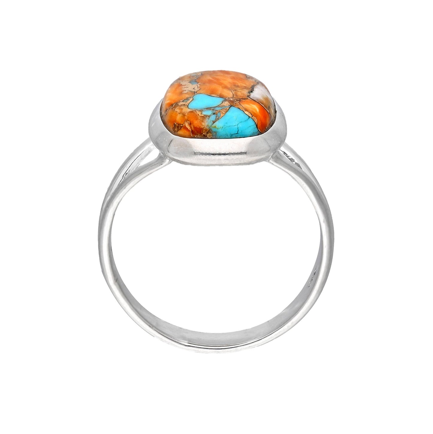 Sterling Silver Oyster Copper Turquoise Statement Ring: 7