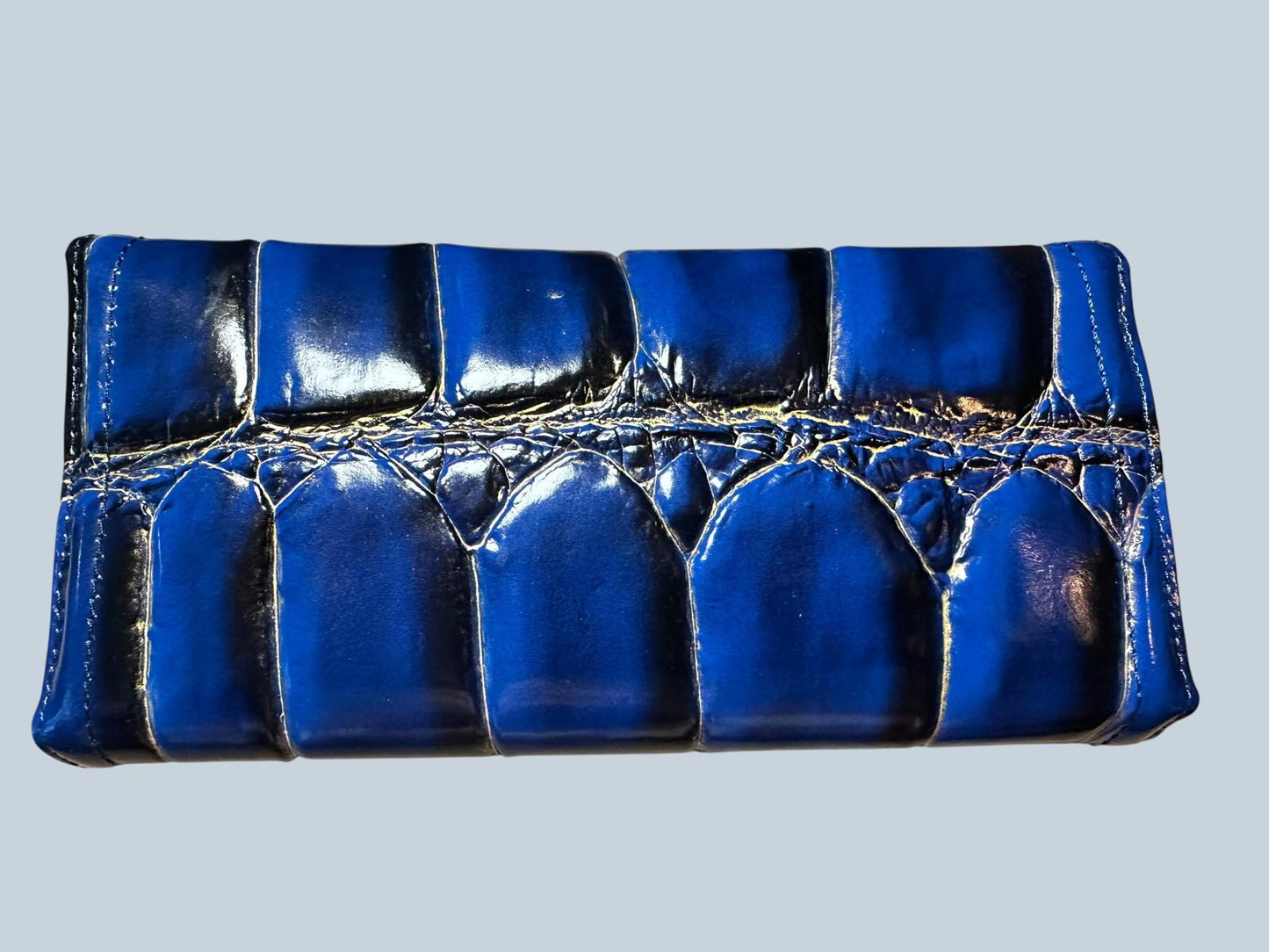 Brahmin Duo Navy Blue Croc-Embossed Leather Satchel & Wallet