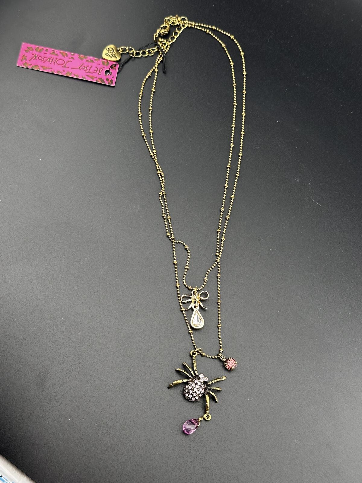 Betsey Johnson Double Layer Spider Pendant Necklace