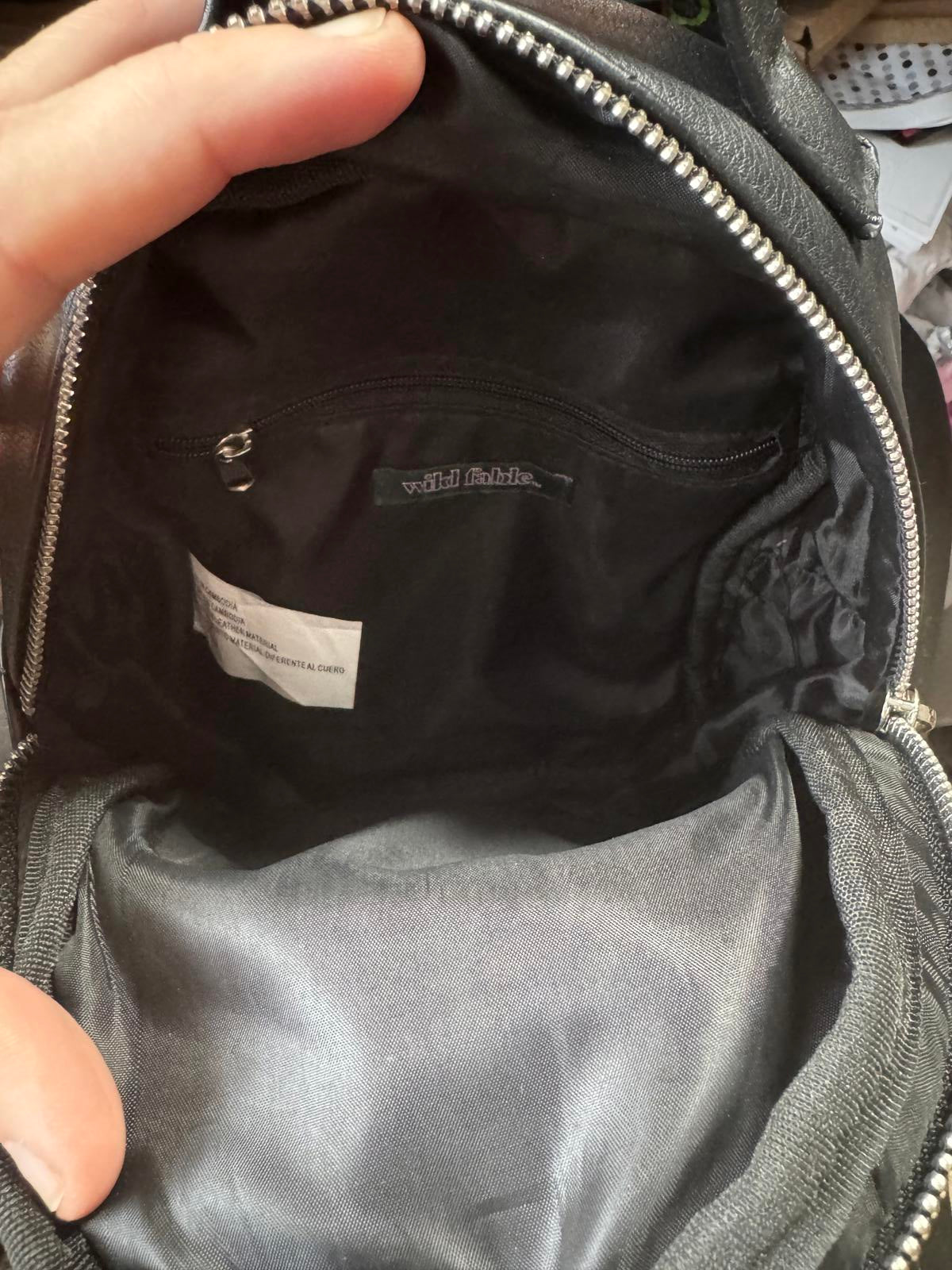 Wild Fable Compact Black Mini Backpack with Silver Zippers