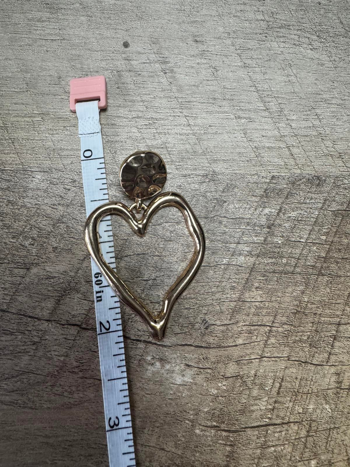 Gold Heart Shaped Drop Earrings