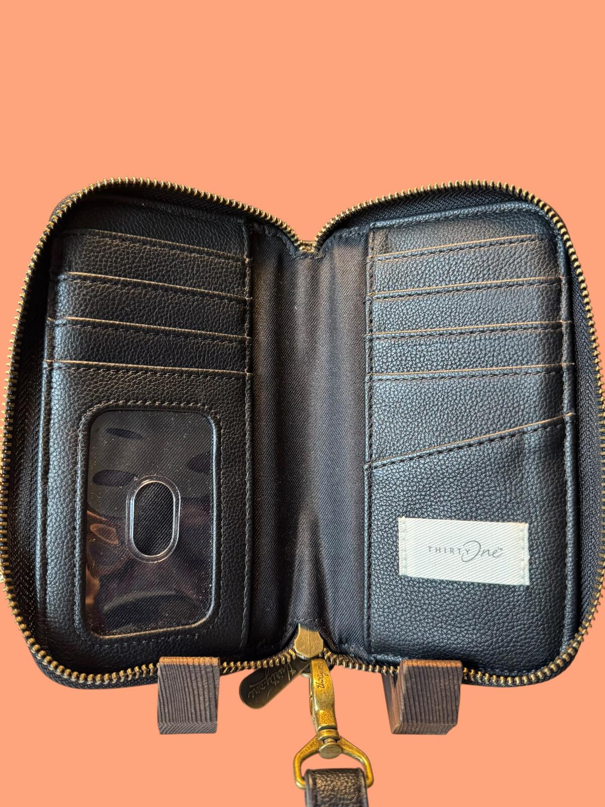 Thirty-One Black Wristlet Wallet with Zip Pocket