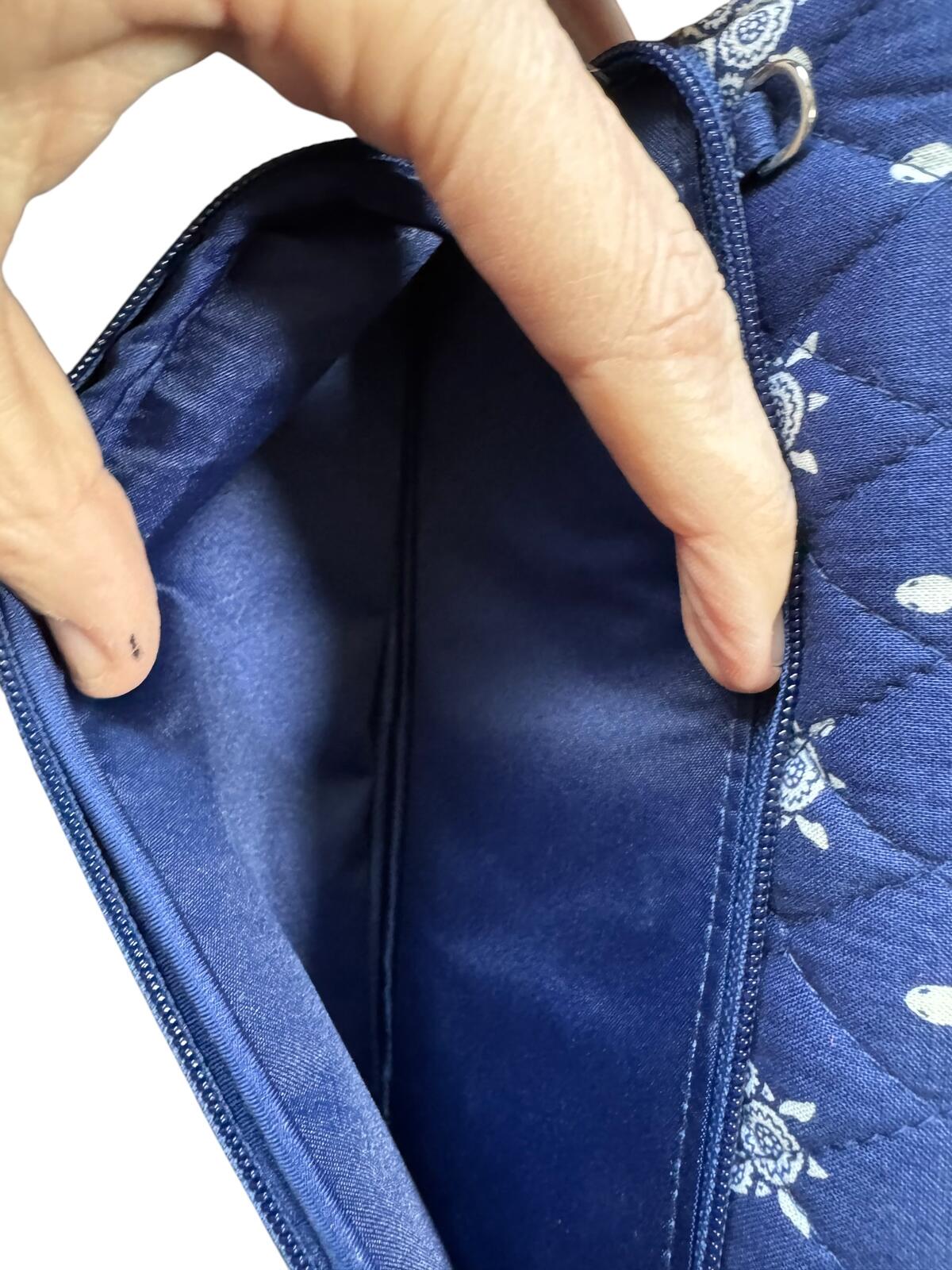 Vera Bradley Quilted Blue Crossbody Wallet with Turtle Print