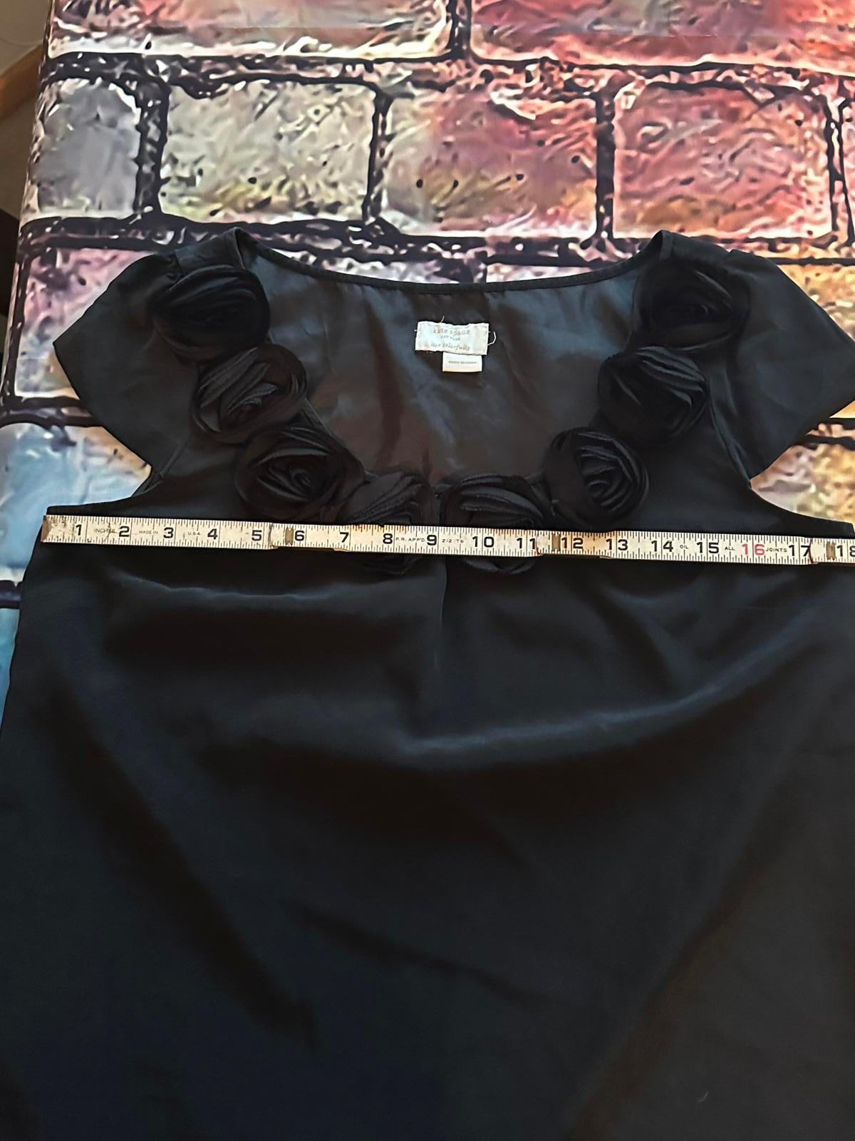 Kate Spade Black Women's Blouse with Floral Neckline Detail