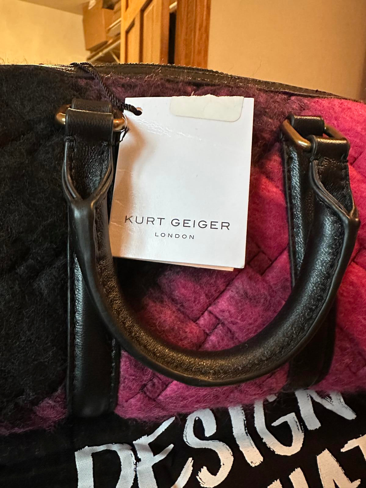 Kurt Geiger Small Kensington Boston Bag Fuchsia Tweed