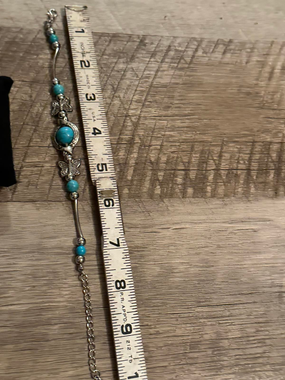 Native Inspired Turquoise and Silver Butterfly Bracelet