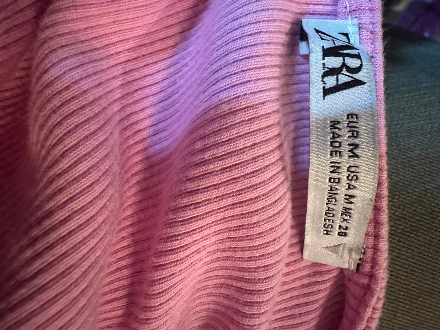 Zara Pink Ruched Drawstring Crop Top Size M