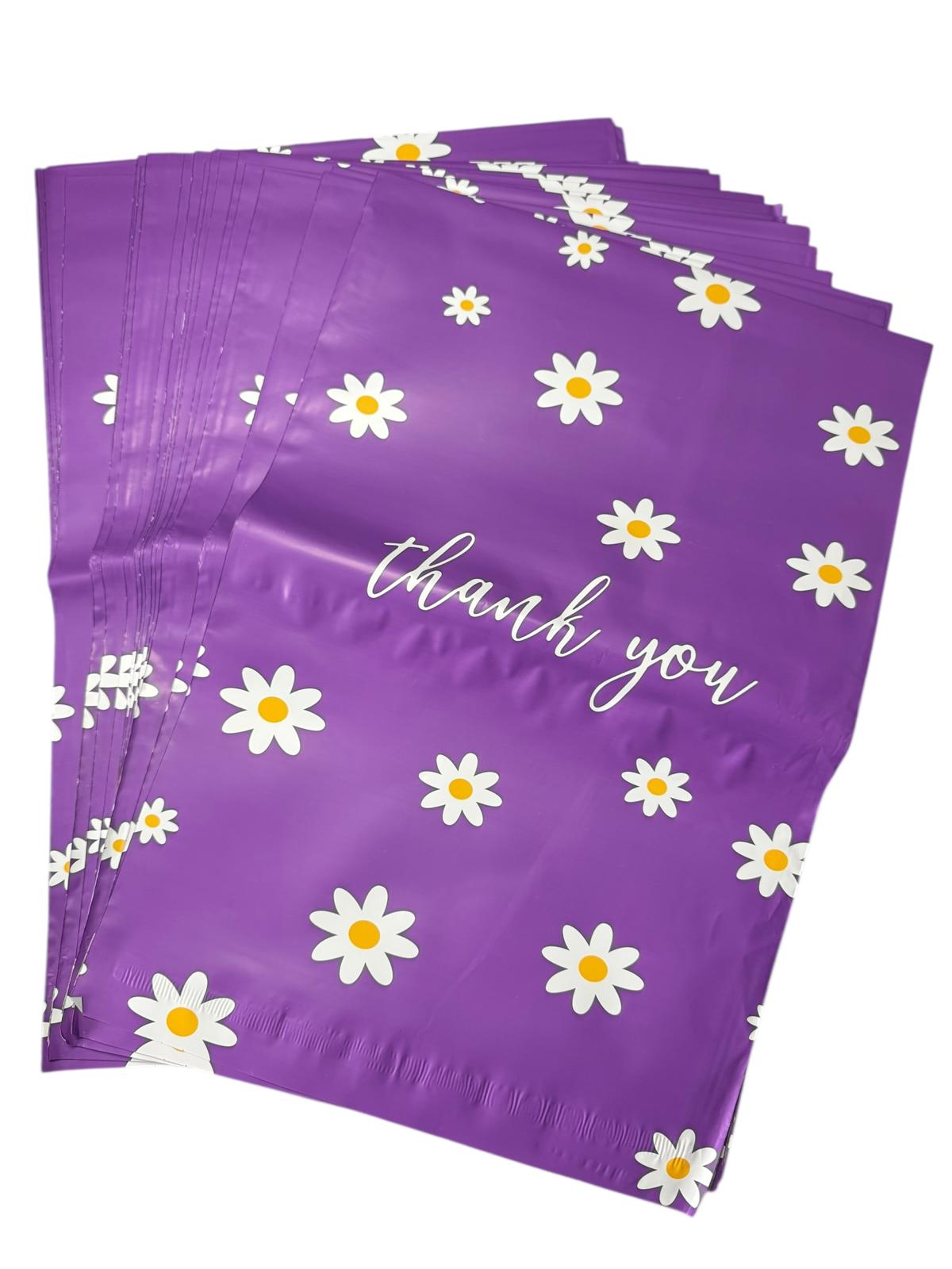 20-pack 10 x 13 Thank You Poly Mailer Bags with Daisy Print