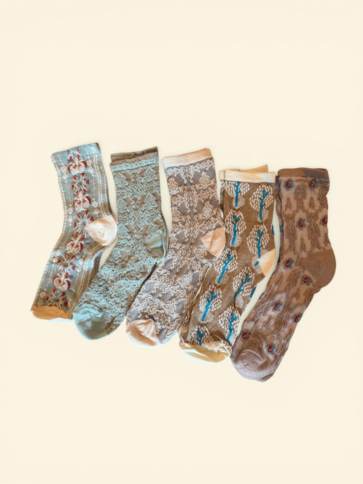 Set of 5 Patterned Crew Socks - Lot 45