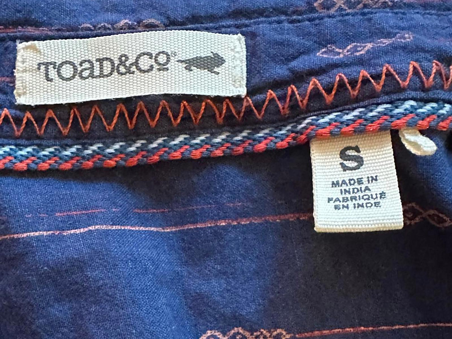 Toad&Co Sleeveless Navy Blue Shirt Dress, Size Small
