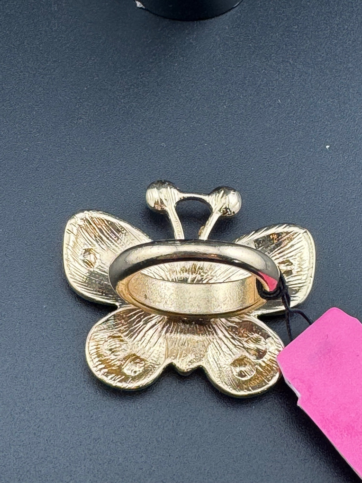 Betsey Johnson Pink Butterfly Ring with Rhinestones Size 7