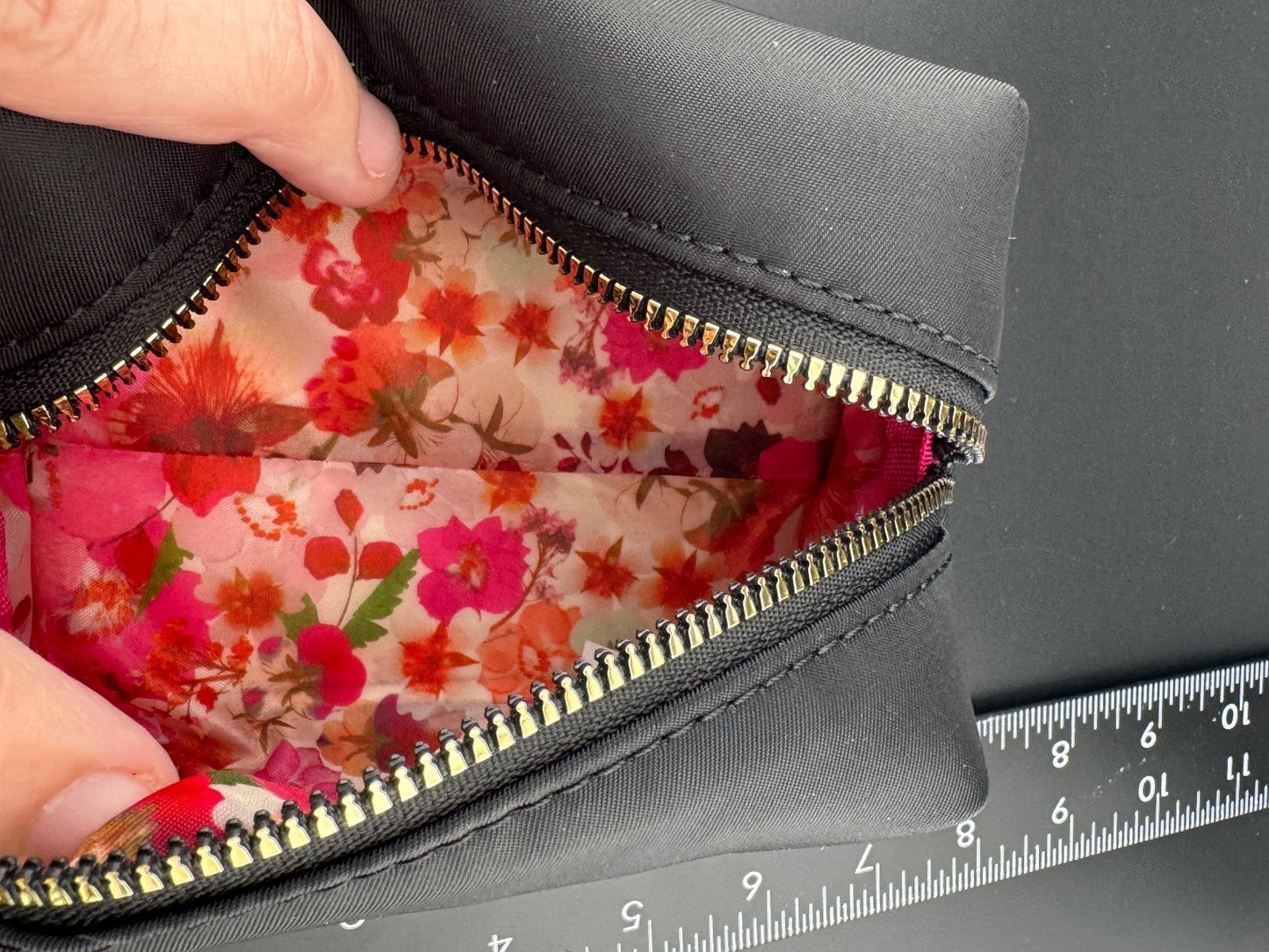 Ted Baker London Black Nylon Cosmetic Pouch with Floral
