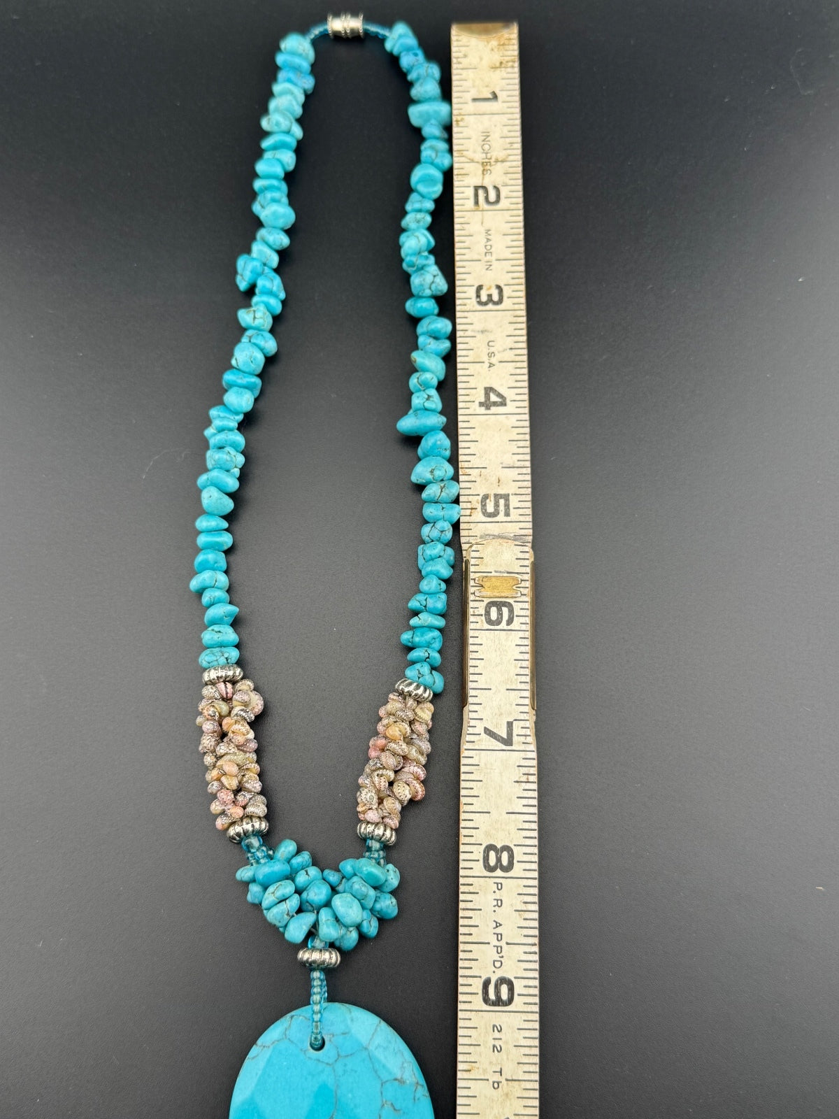 Turquoise Stone Necklace and Earrings Set with Silver Accent
