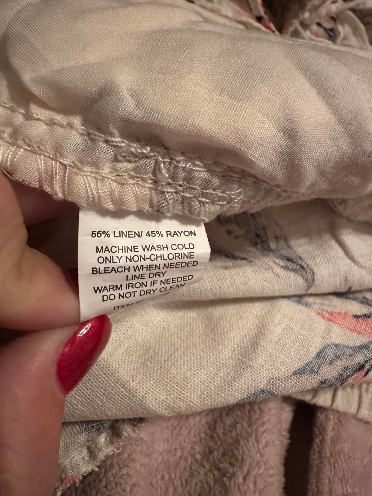 Briggs Women's 3X Linen Rayon Casual Pants with Floral Print