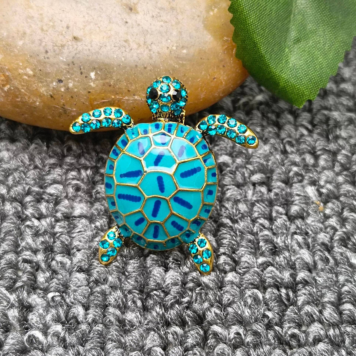 Enamel Turtle Brooch: Green