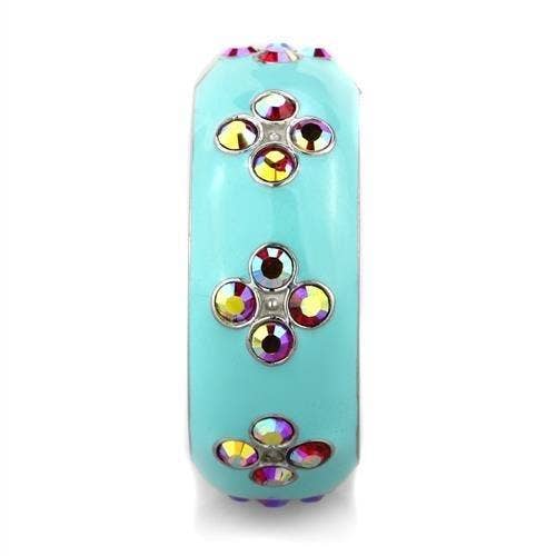 TK1768 - High polished (no plating) Stainless Steel Ring with Top Grade Crystal in Light Rose: 7