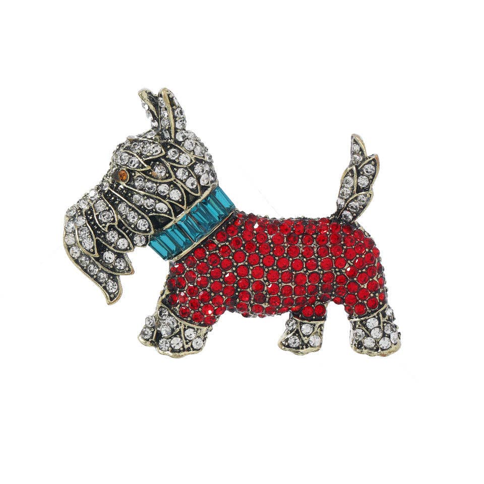 French Bulldog Enamel Brooch Cute Animal Pin Vintage Style: Red Scottish Terrier Brooch