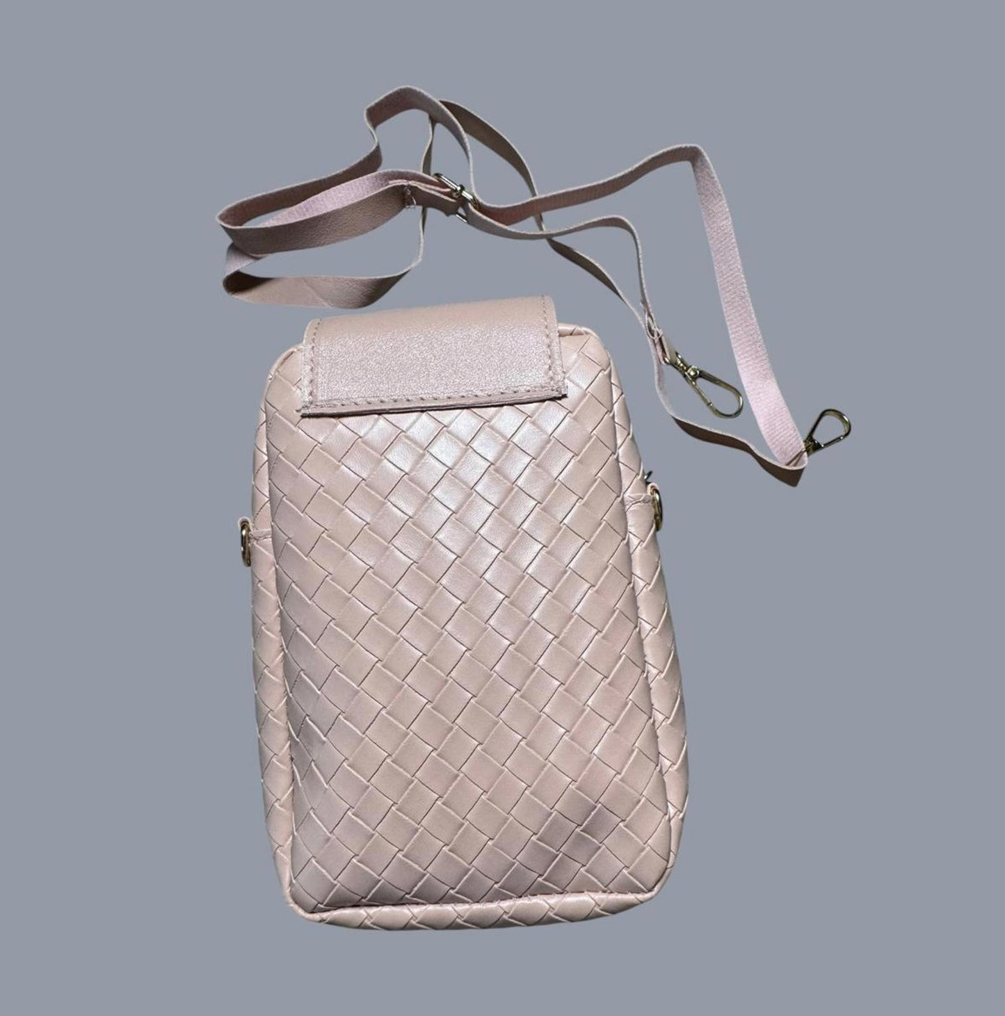 Pink Crossbody Phone Bag with Pearl Charm