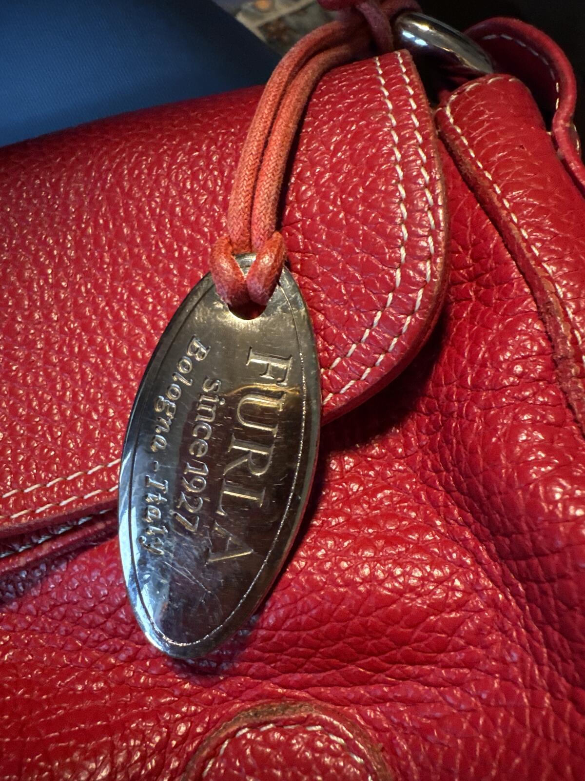 Furla Red Pebbled Leather Crossbody or Shoulder Bag