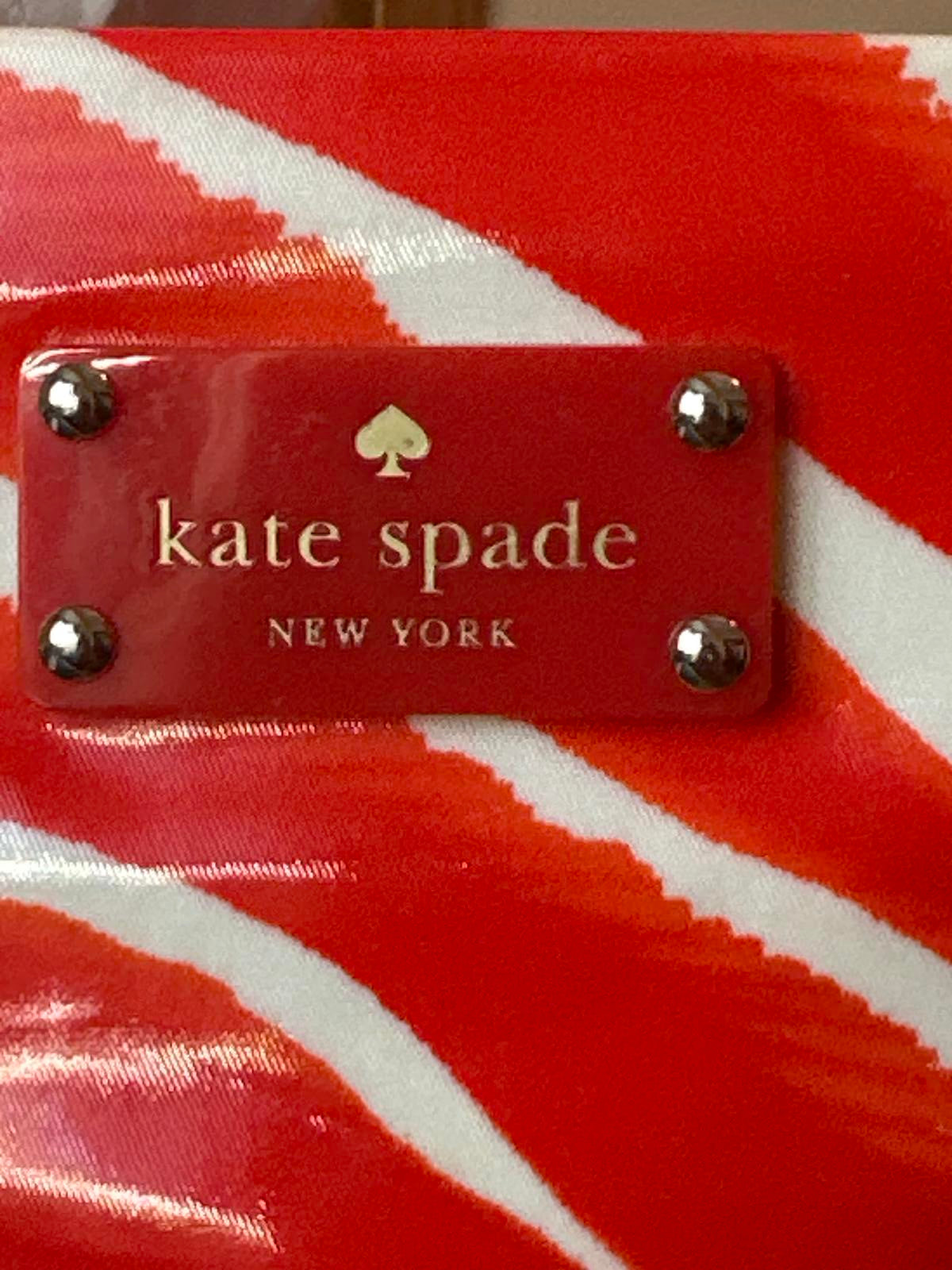 Kate Spade New York Red and White Zebra Stripe Tote Bag