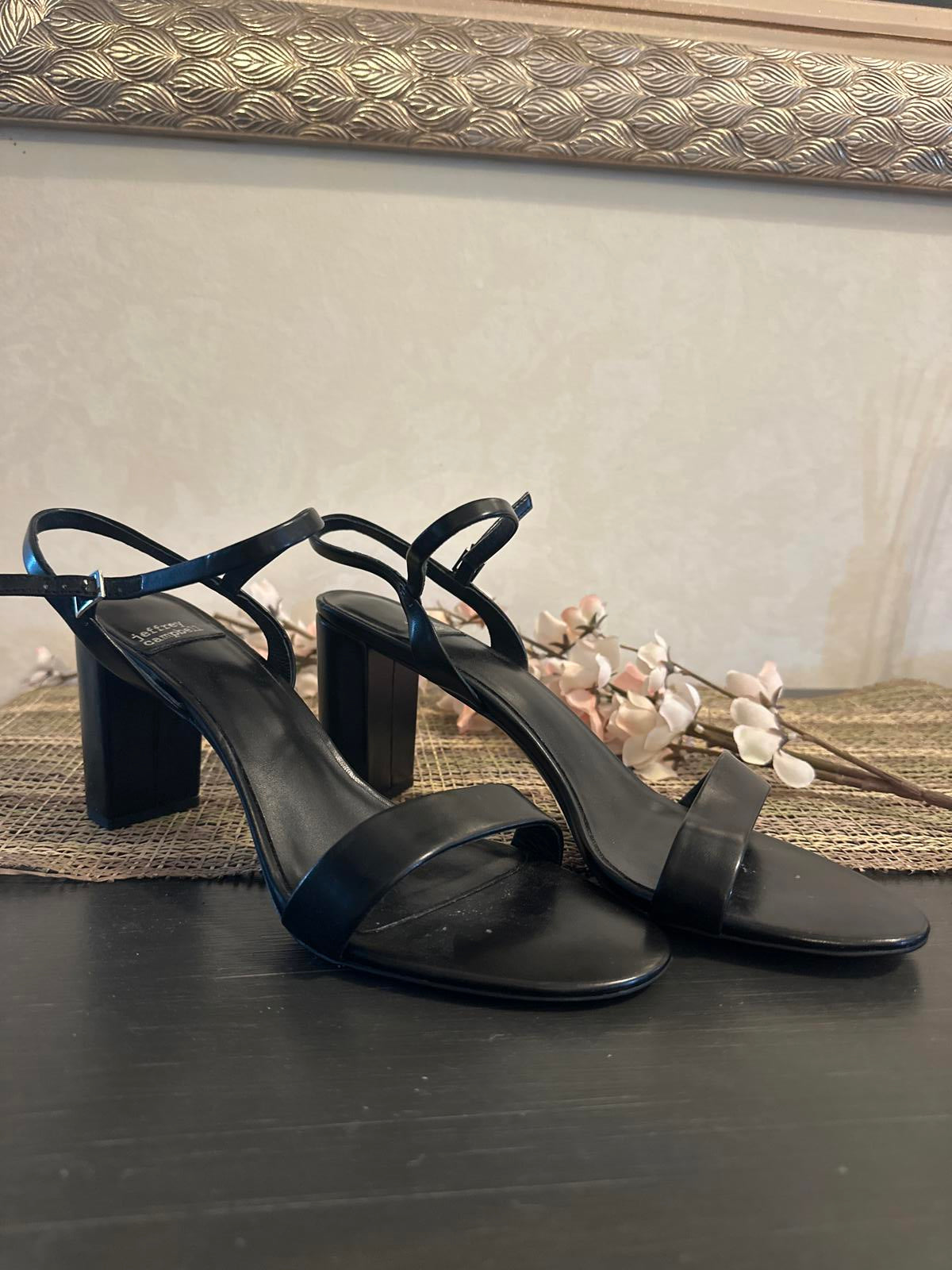 Jeffrey Campbell Black Strappy Block Heel Sandals