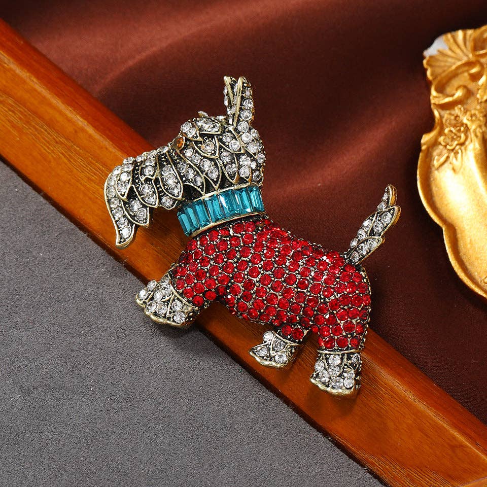 French Bulldog Enamel Brooch Cute Animal Pin Vintage Style: Red Scottish Terrier Brooch