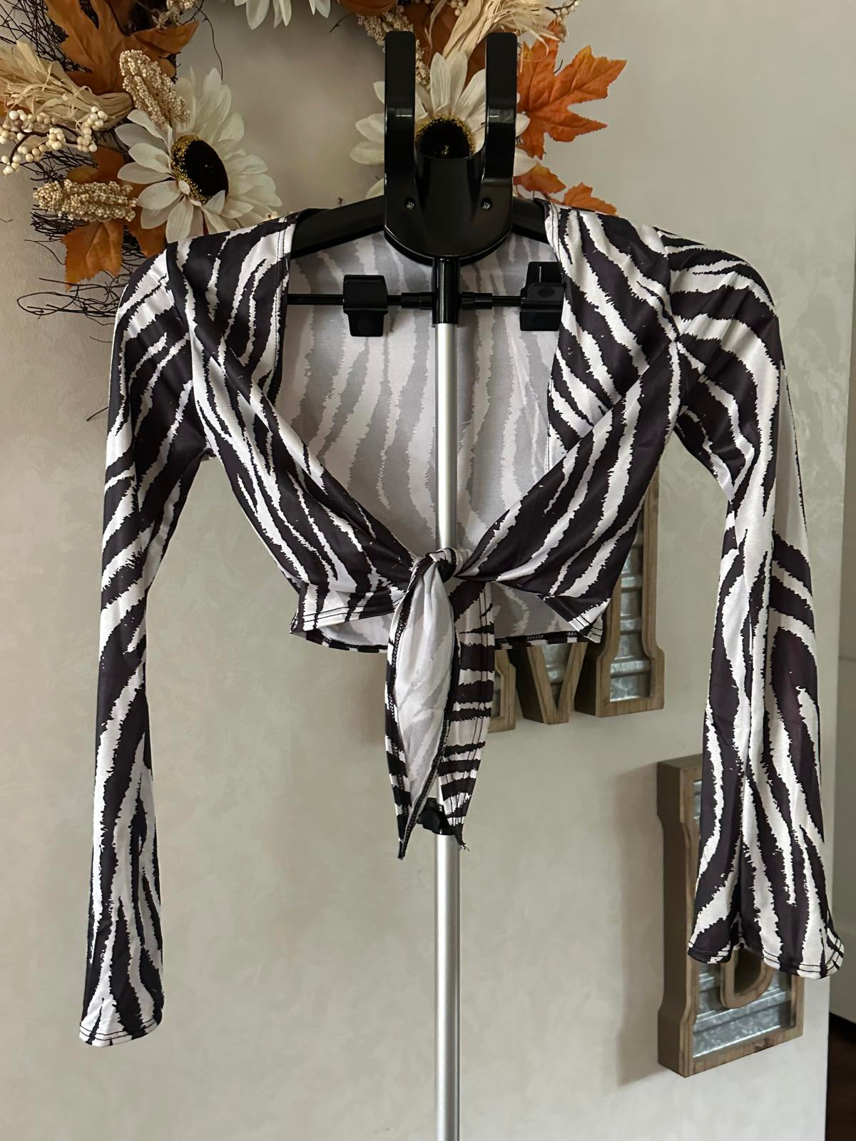 Zebra Print Women's Crop Top and Shorts Set