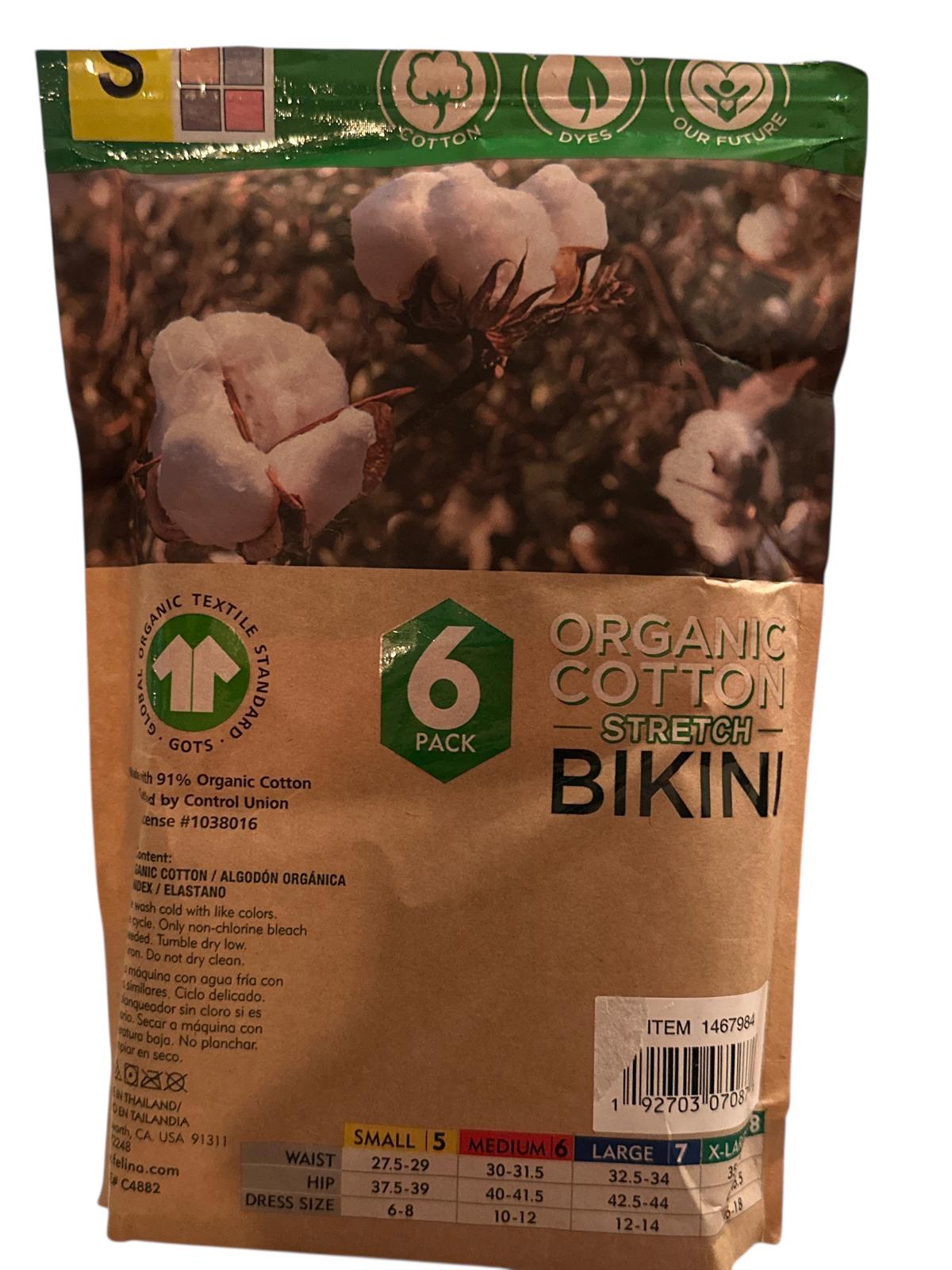 Felina Organic Cotton Bikini Briefs 6 Pack, Small