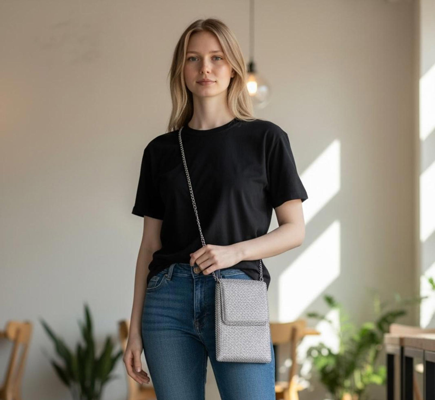 Handbag Express Silver Rhinestone Evening Crossbody Bag