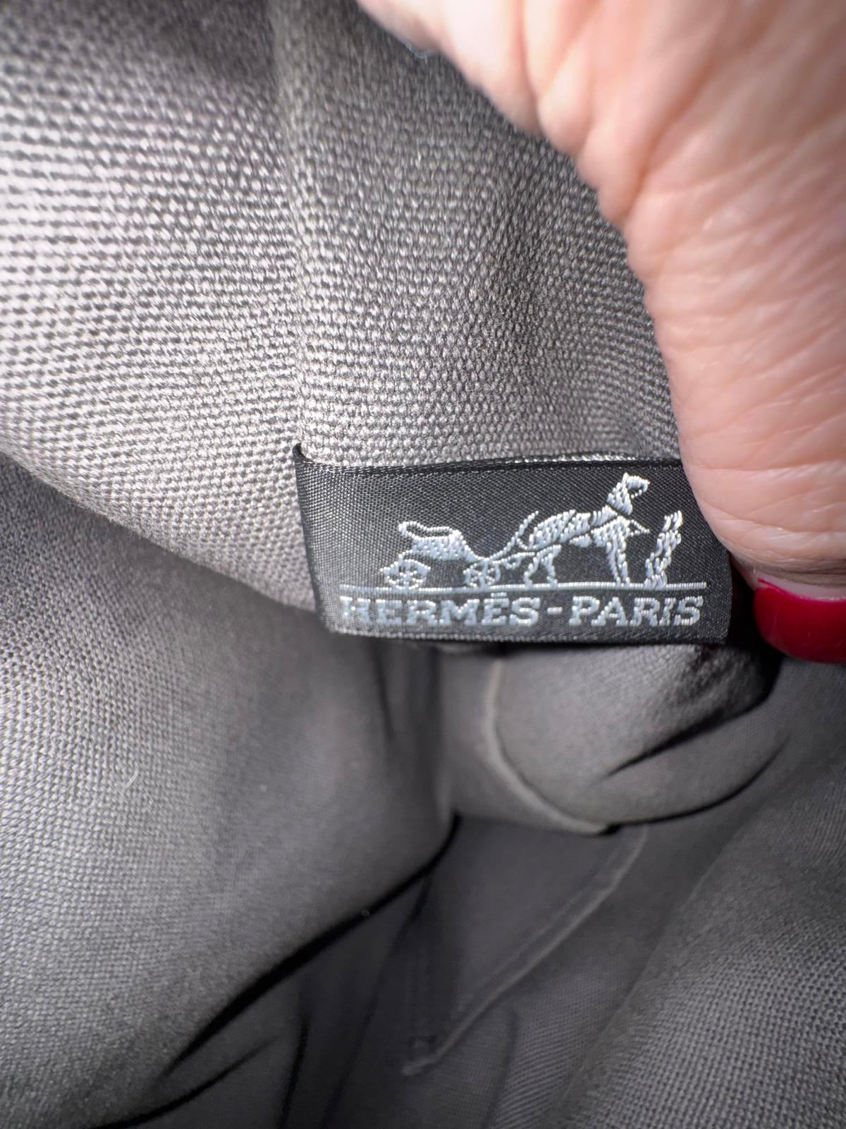 Hermes Gray Black Canvas Tote Bag Luxury Designer Purse