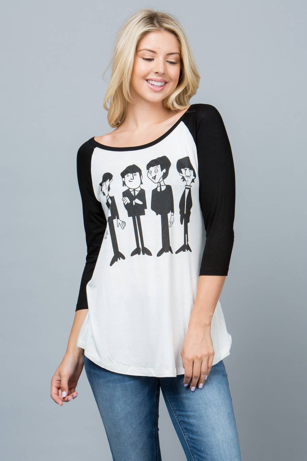 Four Dudes Print Raglan Shirt: L