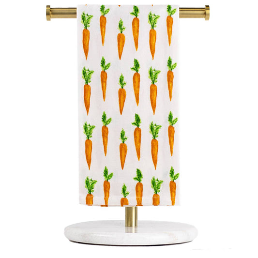 Carrot Patch Hand Towel   White/Orange/Green   20x28