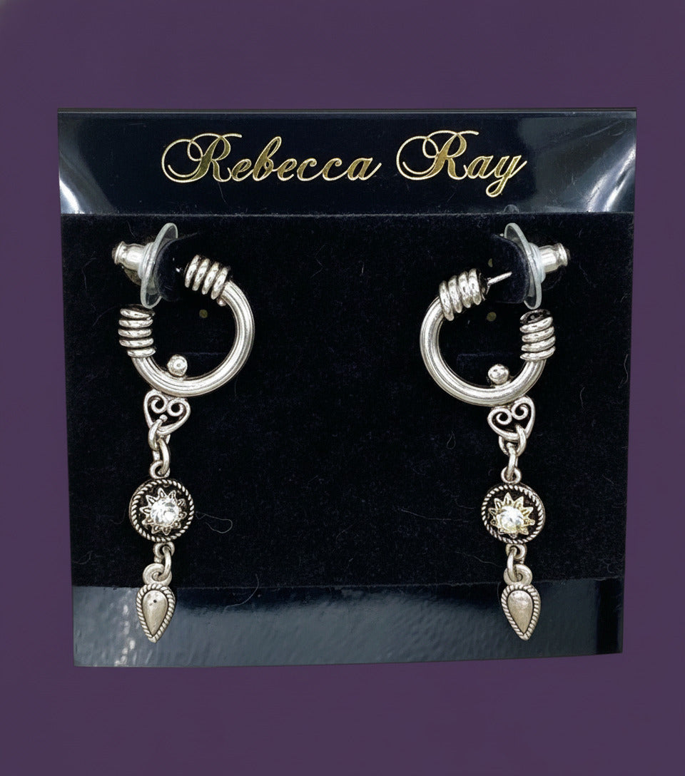 Boho Silver Charm Hoop Earring