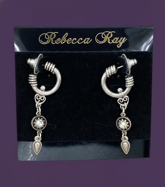 Boho Silver Charm Hoop Earring