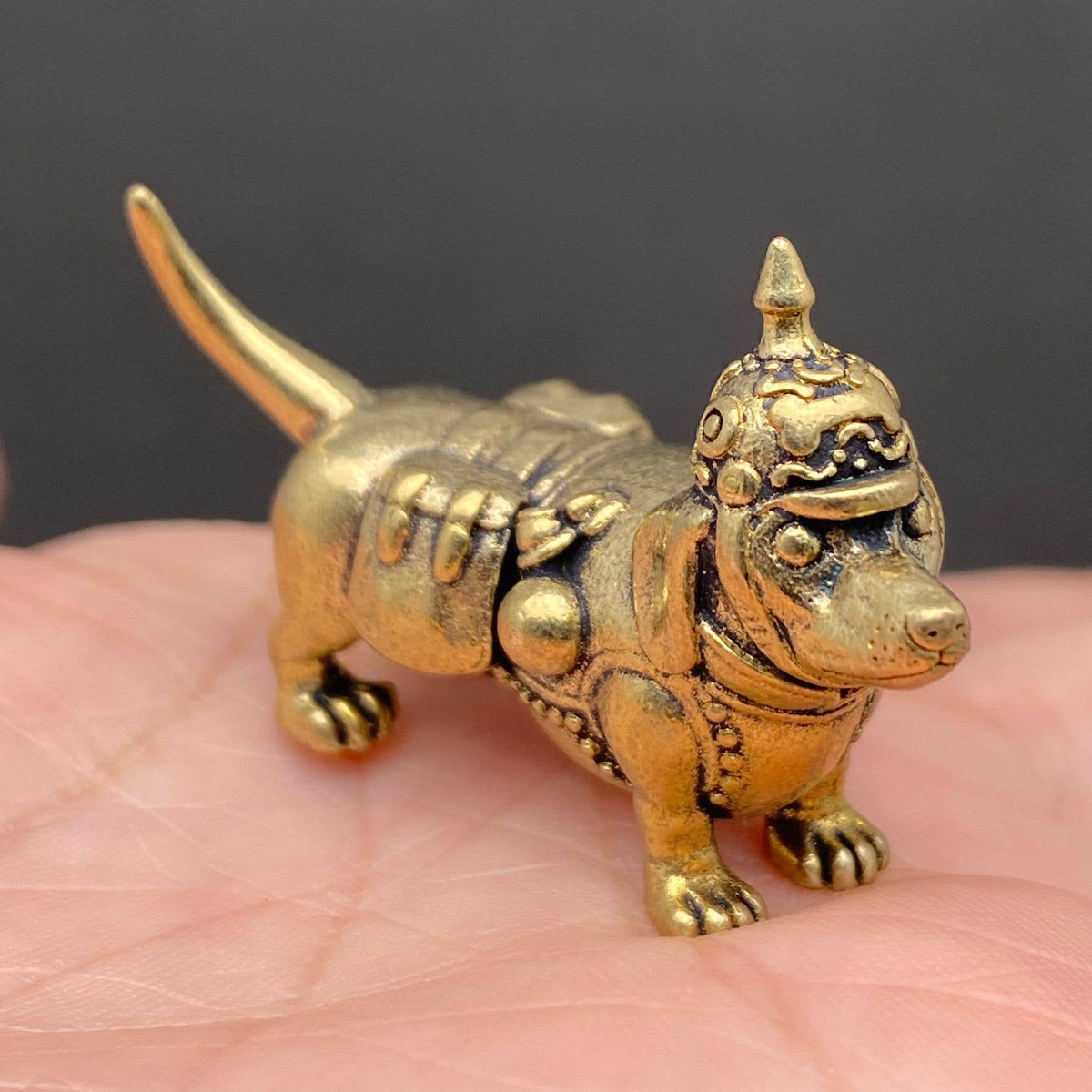 Dog Wearing Armor Brass Crafts Decoration Desktop Ornaments