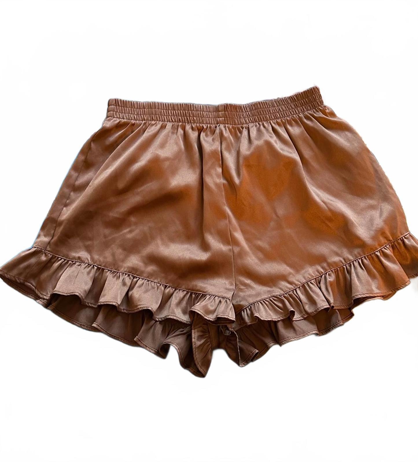 Nasty Gal Brown Ruffle‑Hem Casual Shorts Women’s 6