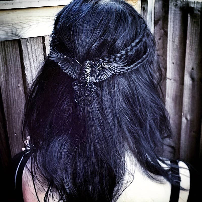 Vintage Viking Large Black Crow Hair Clip Duckbill Clip Party Accessory: Black
