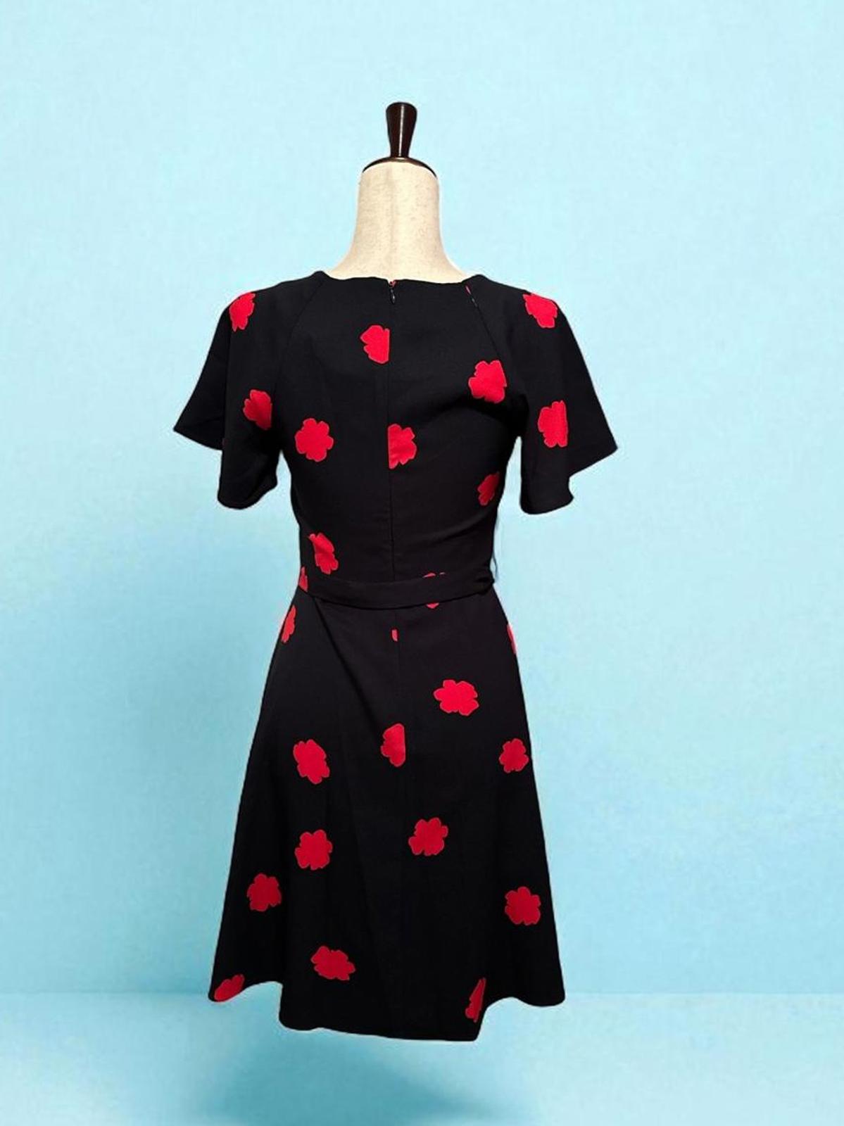 Banana Republic Black Dress with Red Floral Print, Size 0