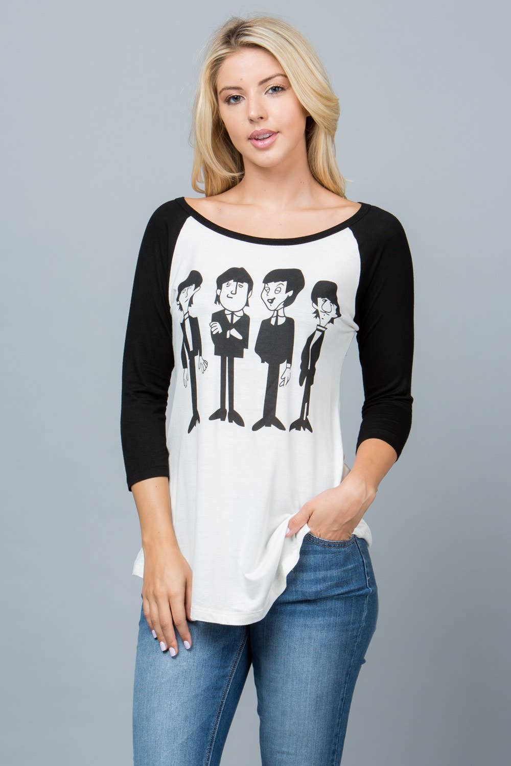 Four Dudes Print Raglan Shirt: S